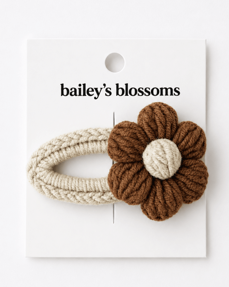 Crochet Daisy Clip - Mocha - 1