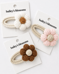 Crochet Daisy Clip - Mocha - 2