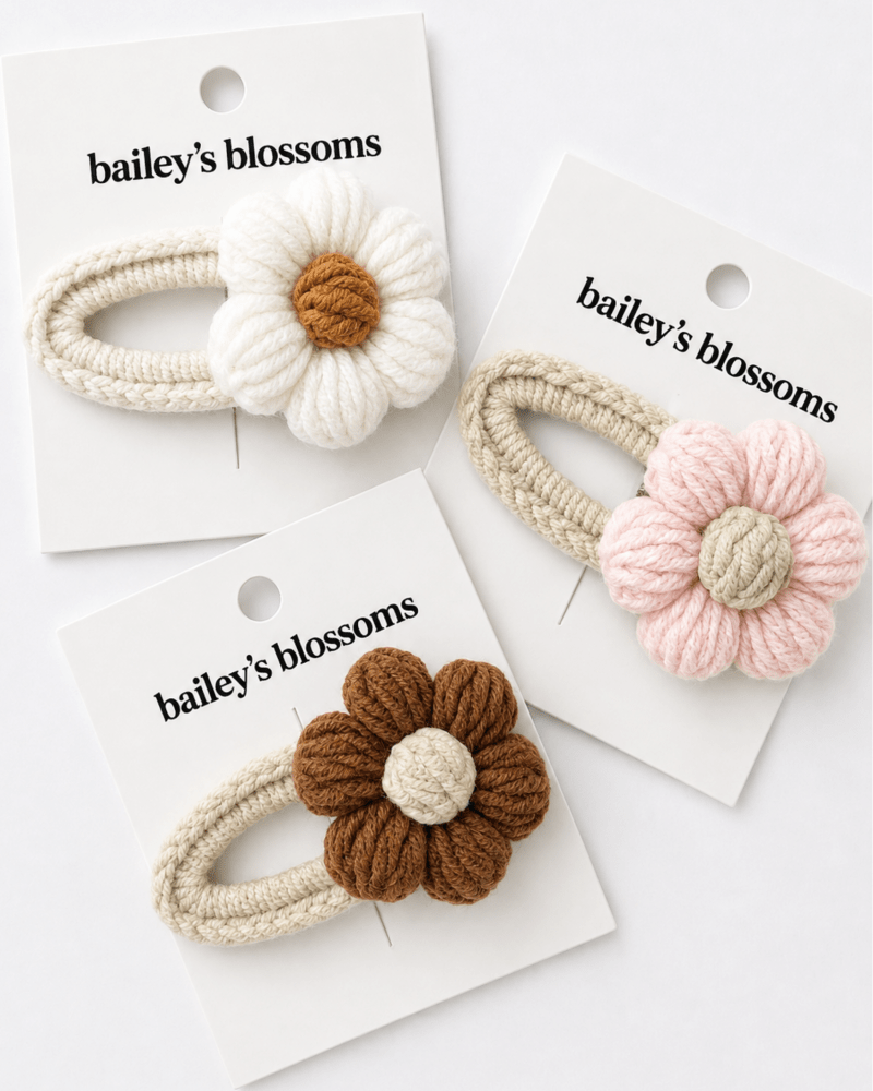Crochet Daisy Clip - Mocha - 2
