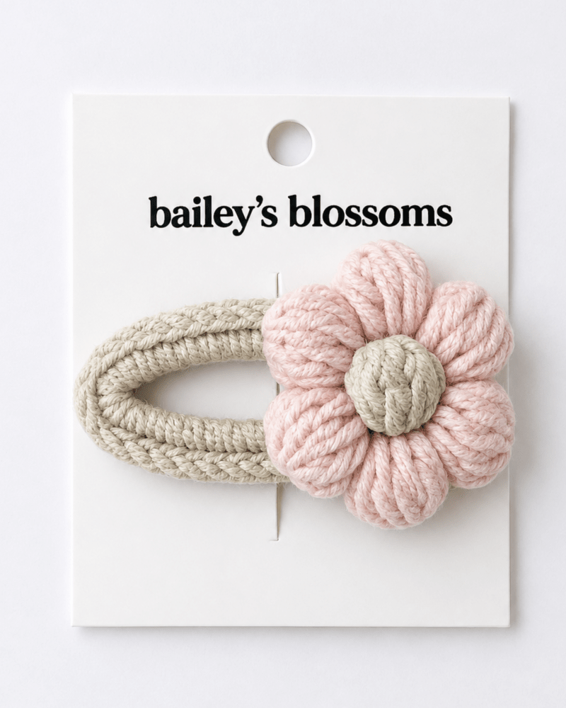 Crochet Daisy Clip - Pink - 1
