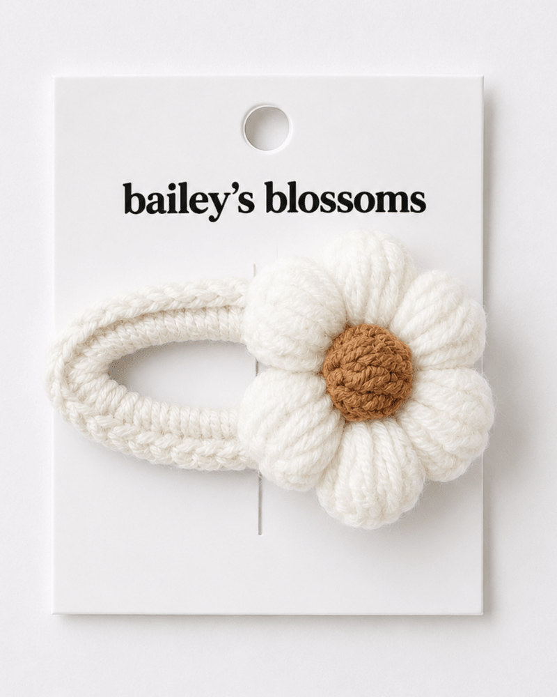 Crochet Daisy Clip - White - 1