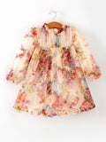 Pastel Flower Ruffle Layered Girls Dress - 2