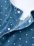 Spring Bow Dot Denim Ruffle Top and Pants Set 3/4 Pants - 4