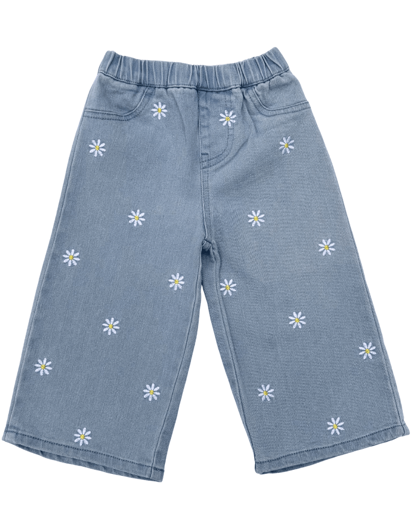 Daisy Mae Wide Leg Embroidered Jean - Light Wash - 5