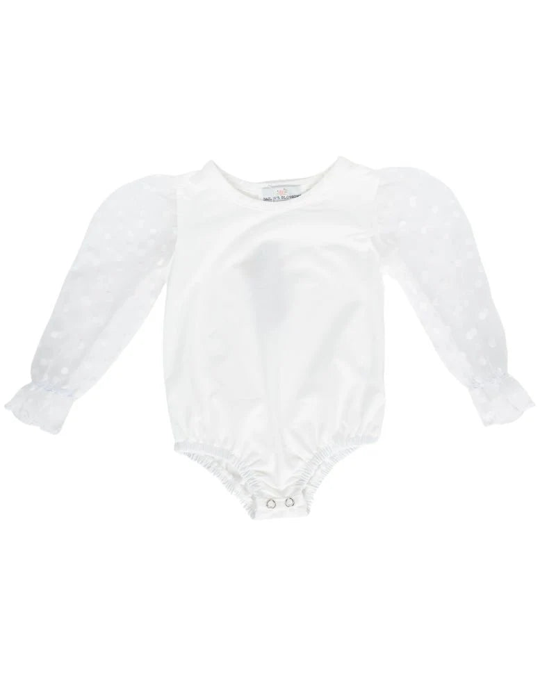 Destinee Sheer Dot Sleeve Top & Leotard - White - 7