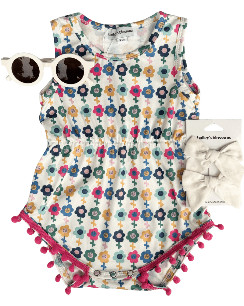 Dillon Pom Pom Romper - Mod Blooms - 2