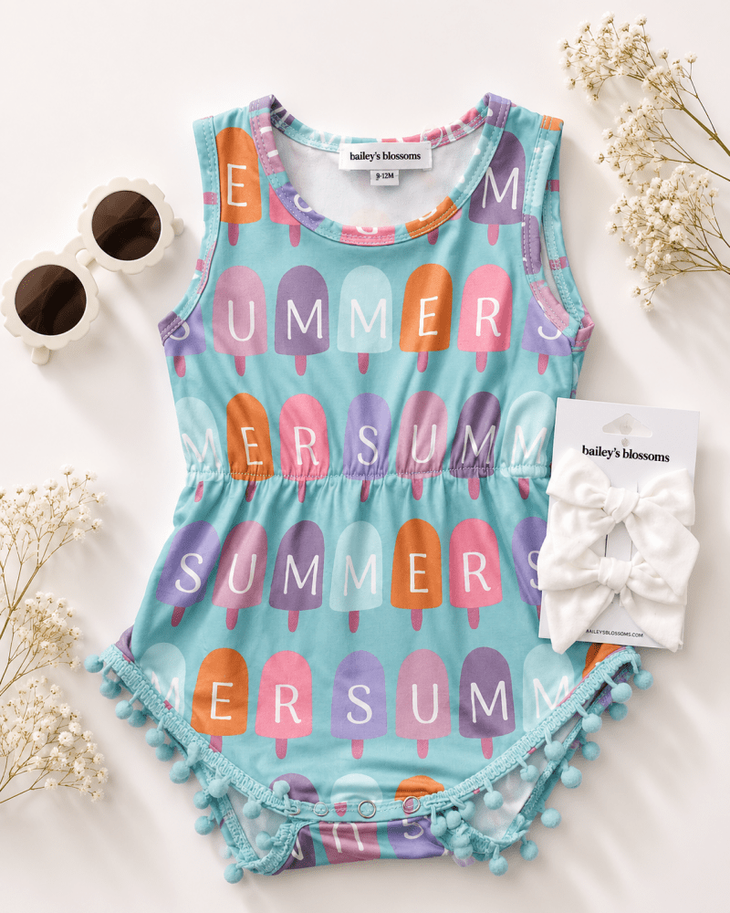 Dillon Pom Pom Romper - Pop of Summer - 1