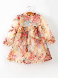 Pastel Flower Ruffle Layered Girls Dress - 5