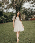 Eden Short Sleeve Dot Dress - Ivory - 6