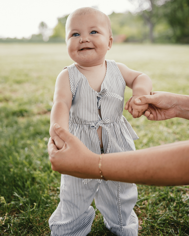 Elowen Tie Front Two-Piece Set - Oat Milk Pinstripe - 3