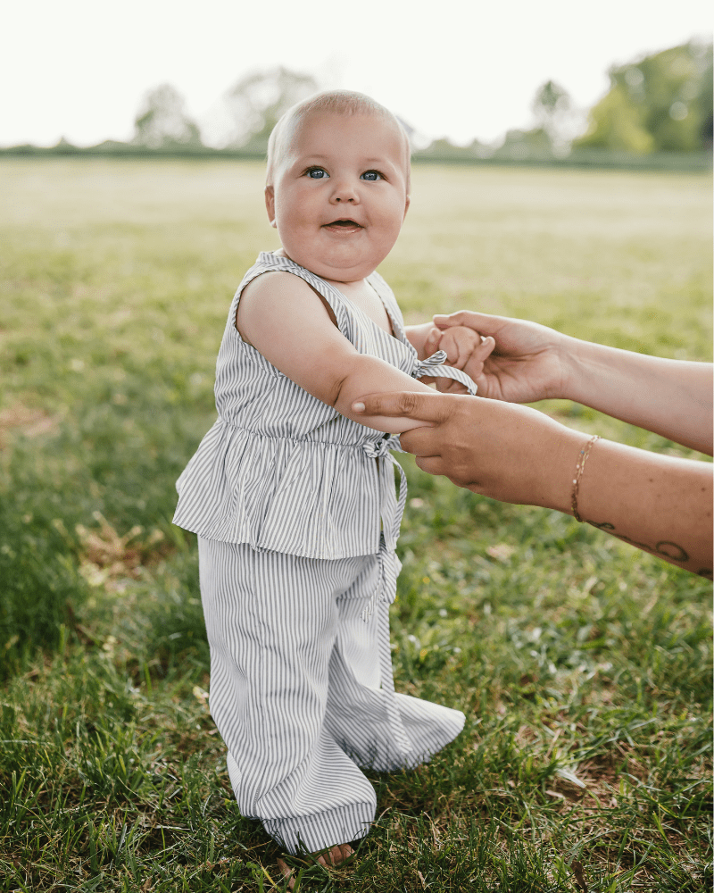 Elowen Tie Front Two-Piece Set - Oat Milk Pinstripe - 4