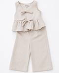 Elowen Tie Front Two-Piece Set - Oat Milk Pinstripe - 6