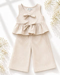 Elowen Tie Front Two-Piece Set - Oat Milk Pinstripe - 2