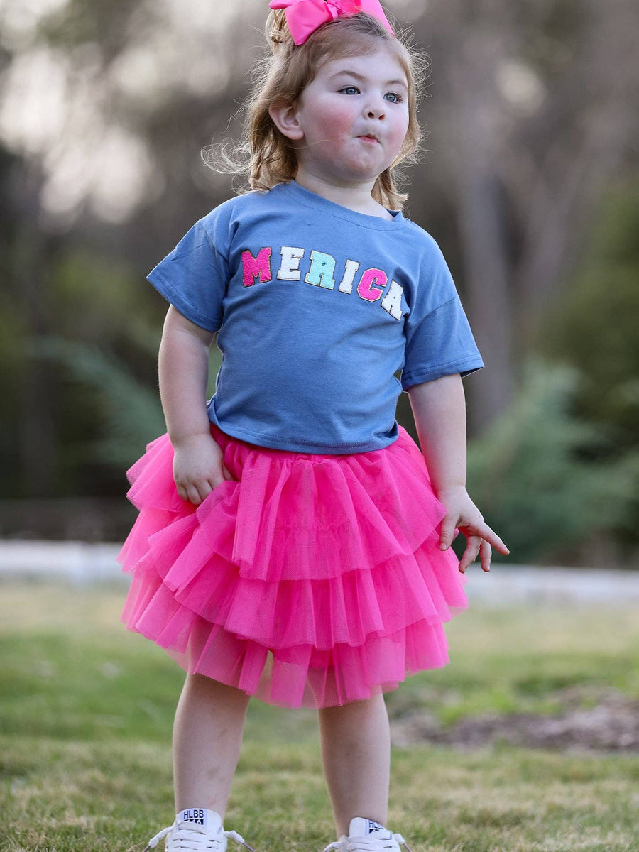 "Merica" Tee & Pink Tulle Skirt Set