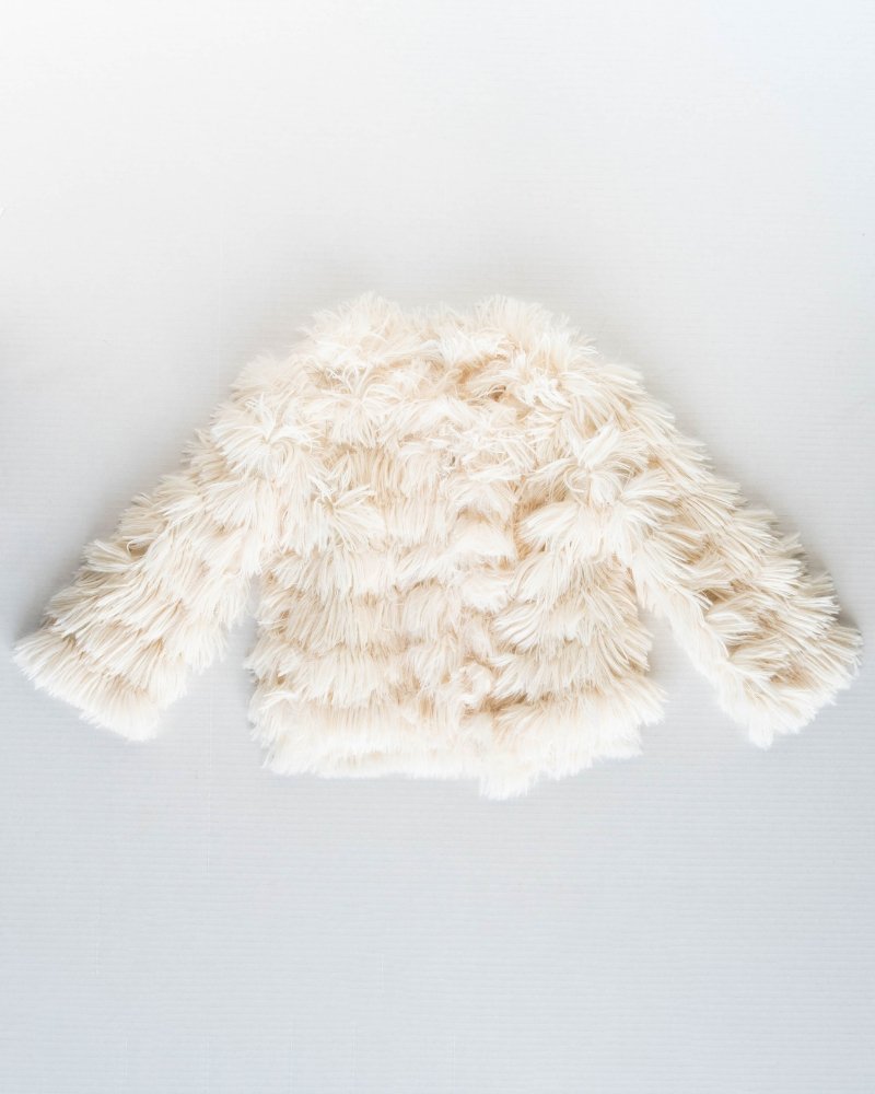 Fatima Faux Shag Layered Jacket - Ivory - 9