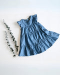 Georgie Tiered Flutter Sleeve Dress - Light Denim - 2