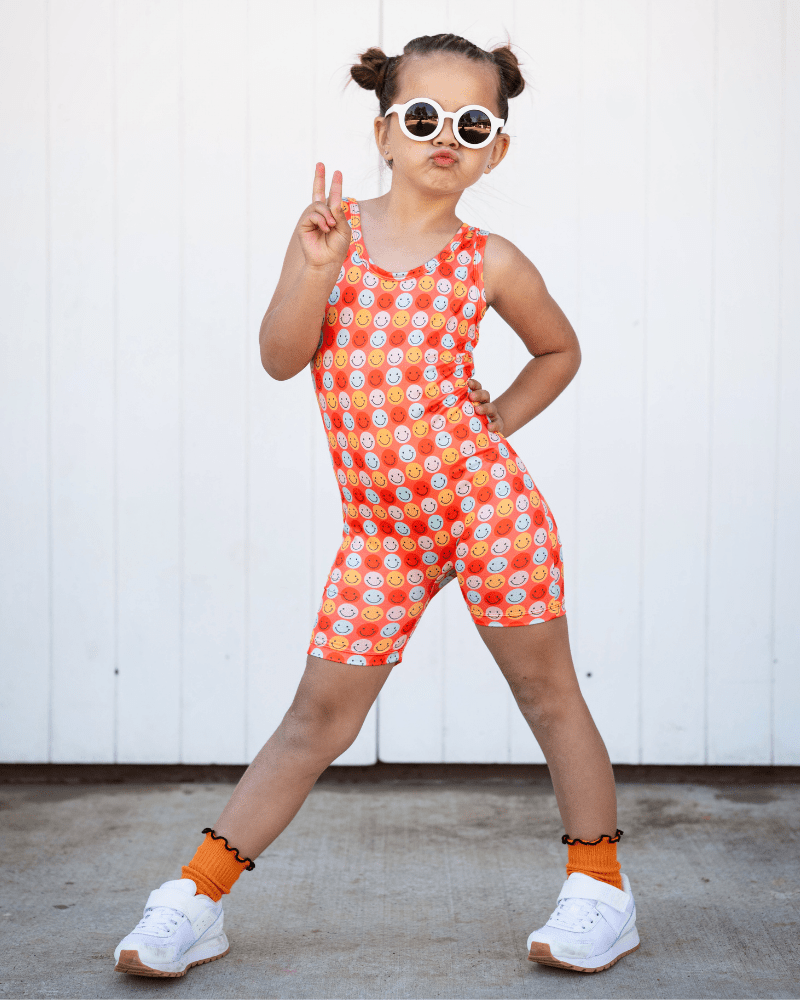 Gigi Bikeshort Romper - Don't Worry Be Happy - 1