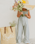 Goldie Smocked Jumpsuit - Sage Pinstripe - 5