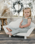 Goldie Smocked Jumpsuit - Sage Pinstripe - 6