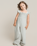 Goldie Smocked Jumpsuit - Sage Pinstripe - 1