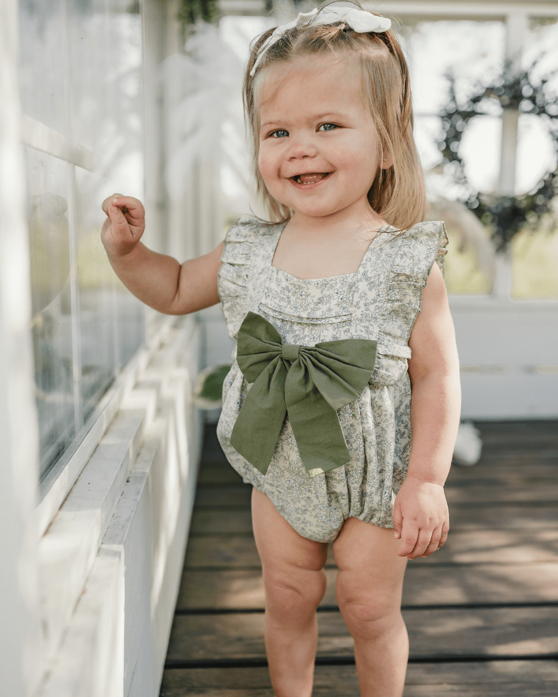 Indie Bow Front Bubble Romper - Bleu de Provence - 1