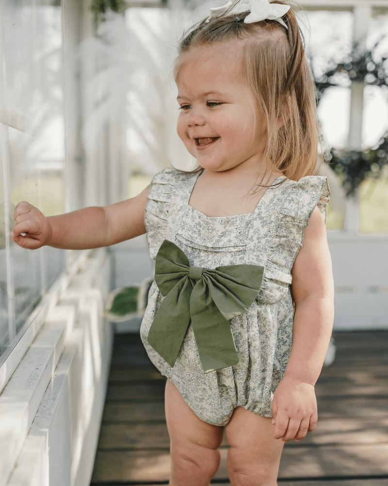 Indie Bow Front Bubble Romper - Bleu de Provence - 2