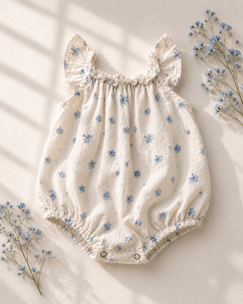 Ivy Flutter Sleeve Bubble Romper - Blue Patina - 2