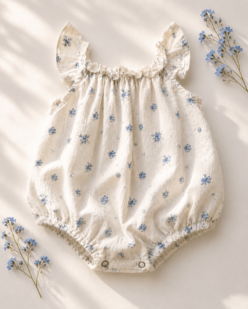 Ivy Flutter Sleeve Bubble Romper - Blue Patina - 1