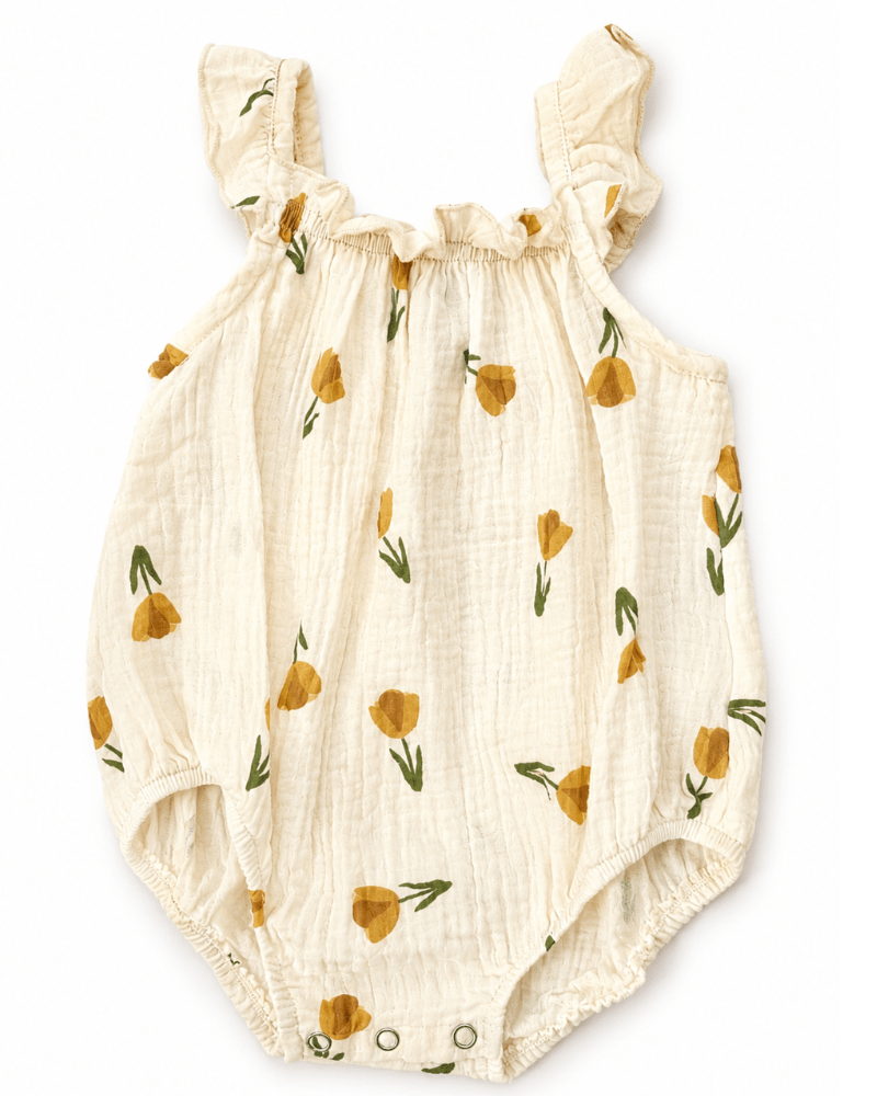 Ivy Flutter Sleeve Bubble Romper - Buttercup Bloom - 4