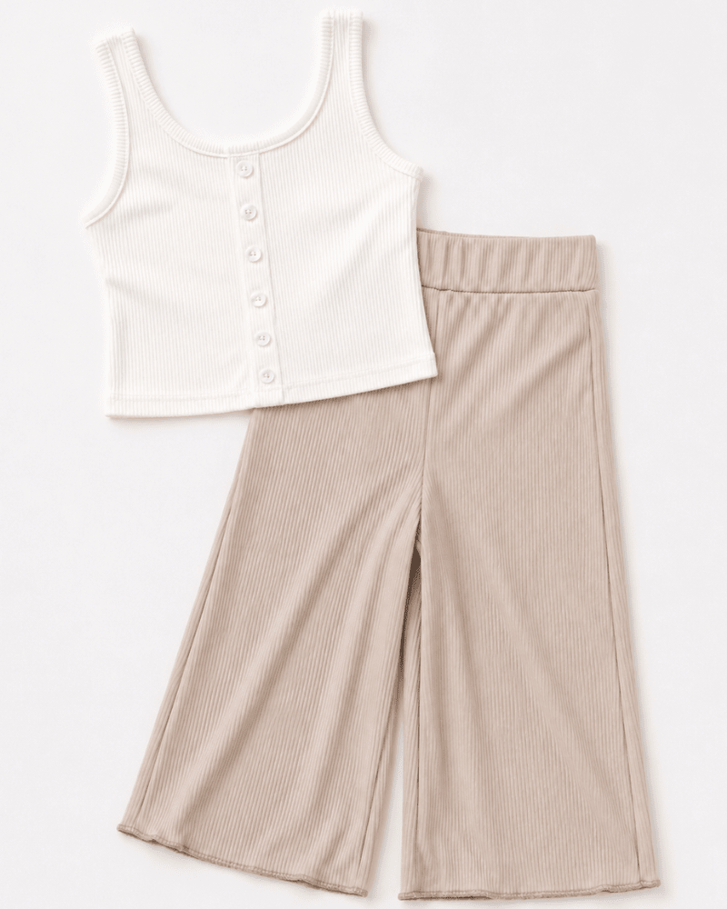 Josie Button Front Ribbed Tank - Crisp White