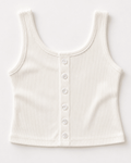 Josie Button Front Ribbed Tank - Crisp White - 2