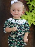 Camouflage Duck Smocking Embroidery Girls Romper - 4