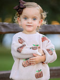 Thanksgiving Pumpkin Sequin Sweater – Beige, Perfect for Fall - 4