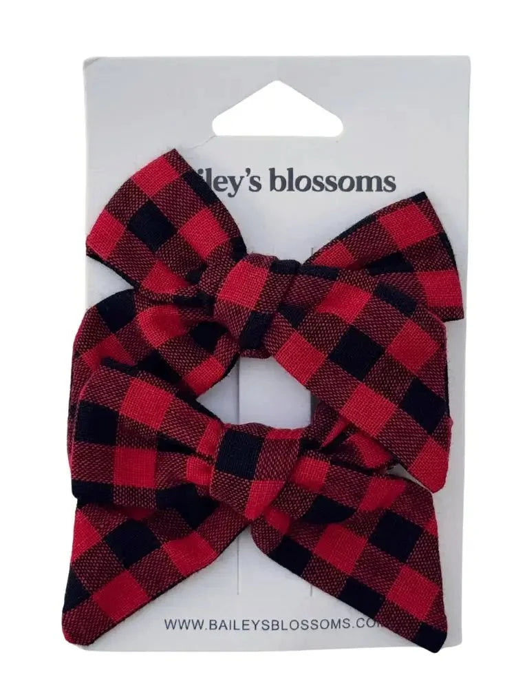 Linen Cotton Piggie Set - Red and Black Gingham - 1
