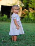 Fall Thanksgiving Pumpkin Embroidery Smock Plaid Girls Dress - 10