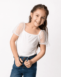 Maisie Puff Shoulder Leotard - White - 1