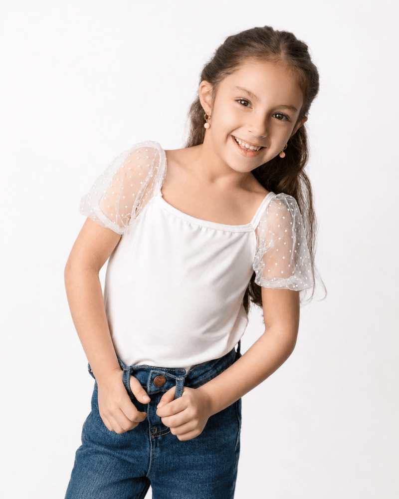Maisie Puff Shoulder Leotard - White - 1
