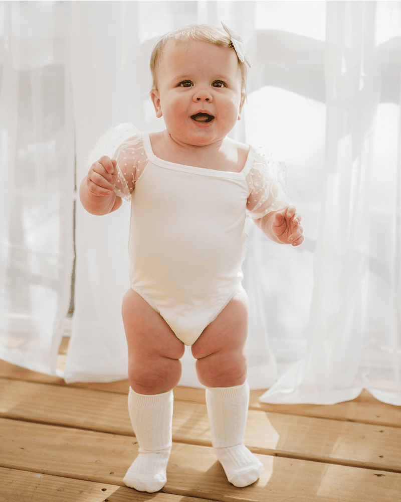 Maisie Puff Shoulder Leotard - White - 4