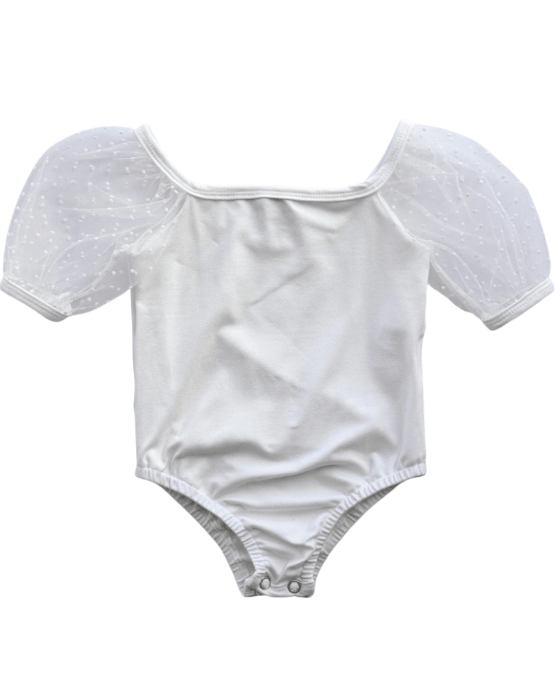 Maisie Puff Shoulder Leotard - White - 2