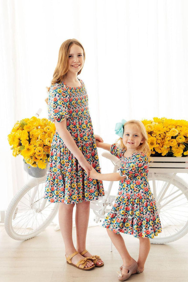Beautiful Blossoms Smocked Ruffle Dress - 1