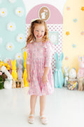 Little Bow Peeps 3/4 Sleeve Ruffle Twirl Dress - 2