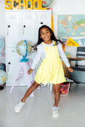 Bright Yellow Faux Suede Pinafore - 1