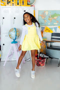 Bright Yellow Faux Suede Pinafore - 5