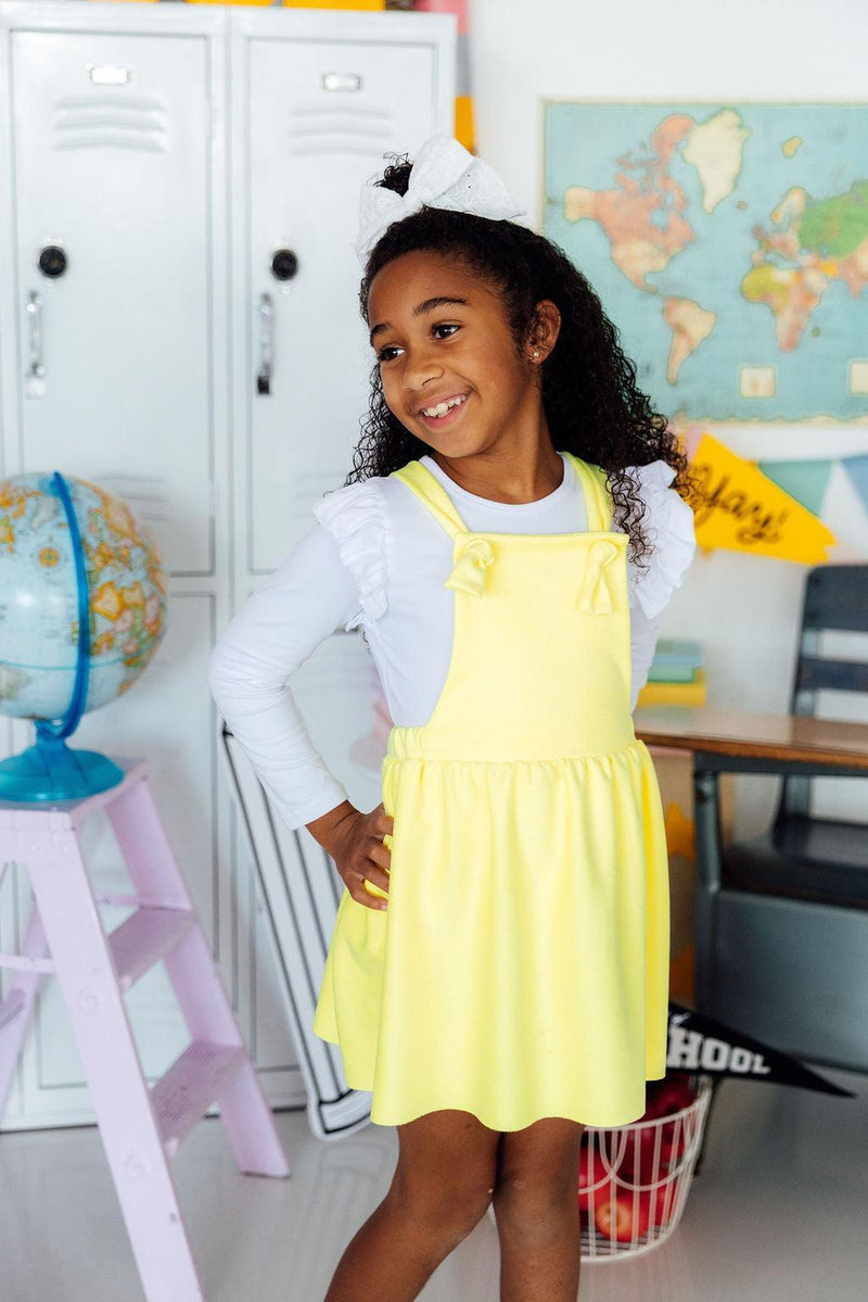 Bright Yellow Faux Suede Pinafore - 2