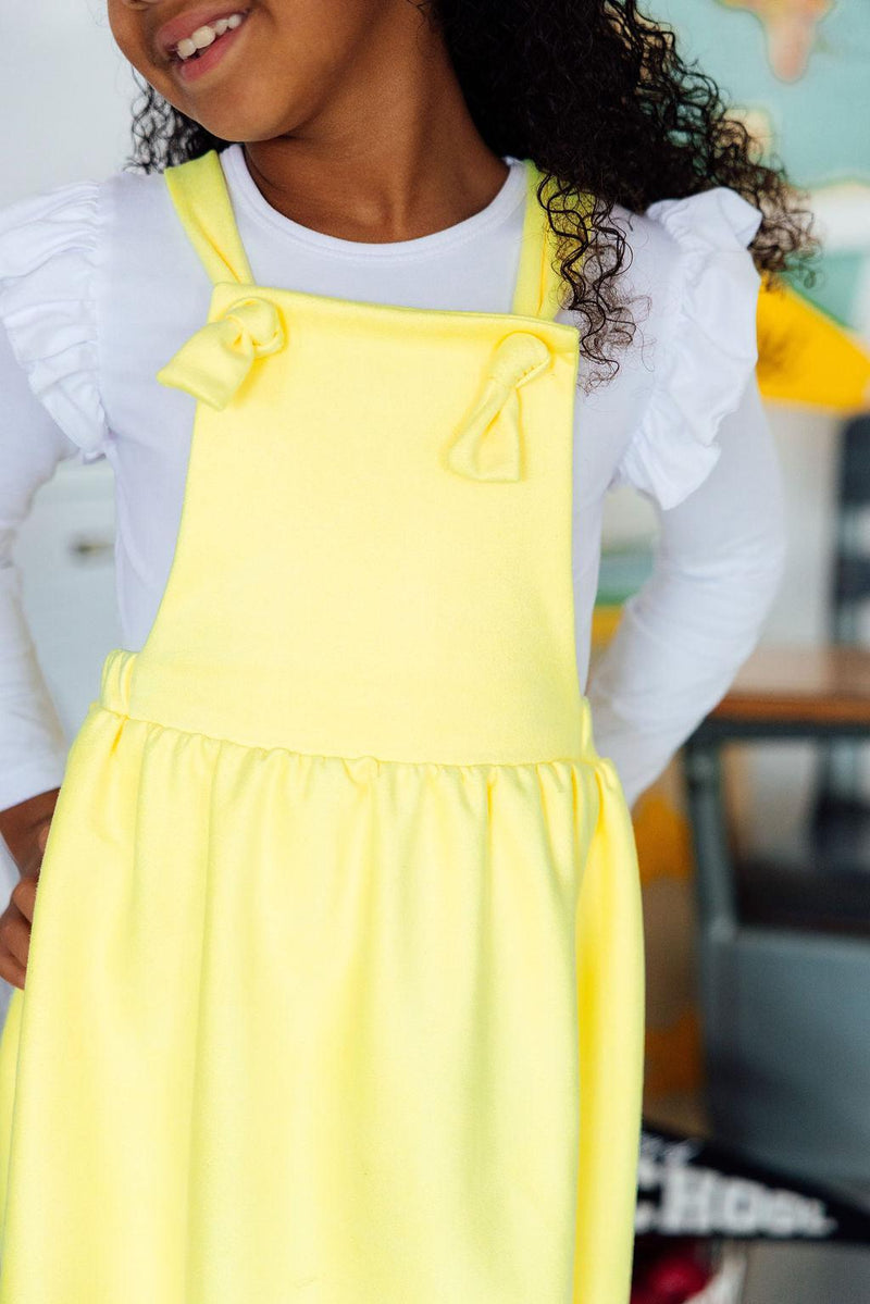 Bright Yellow Faux Suede Pinafore - 7