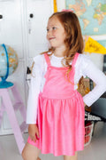 Neon Pink Faux Suede Pinafore - 6