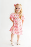 Pink Rainbow Puff Sleeve Sequin Dress - 1