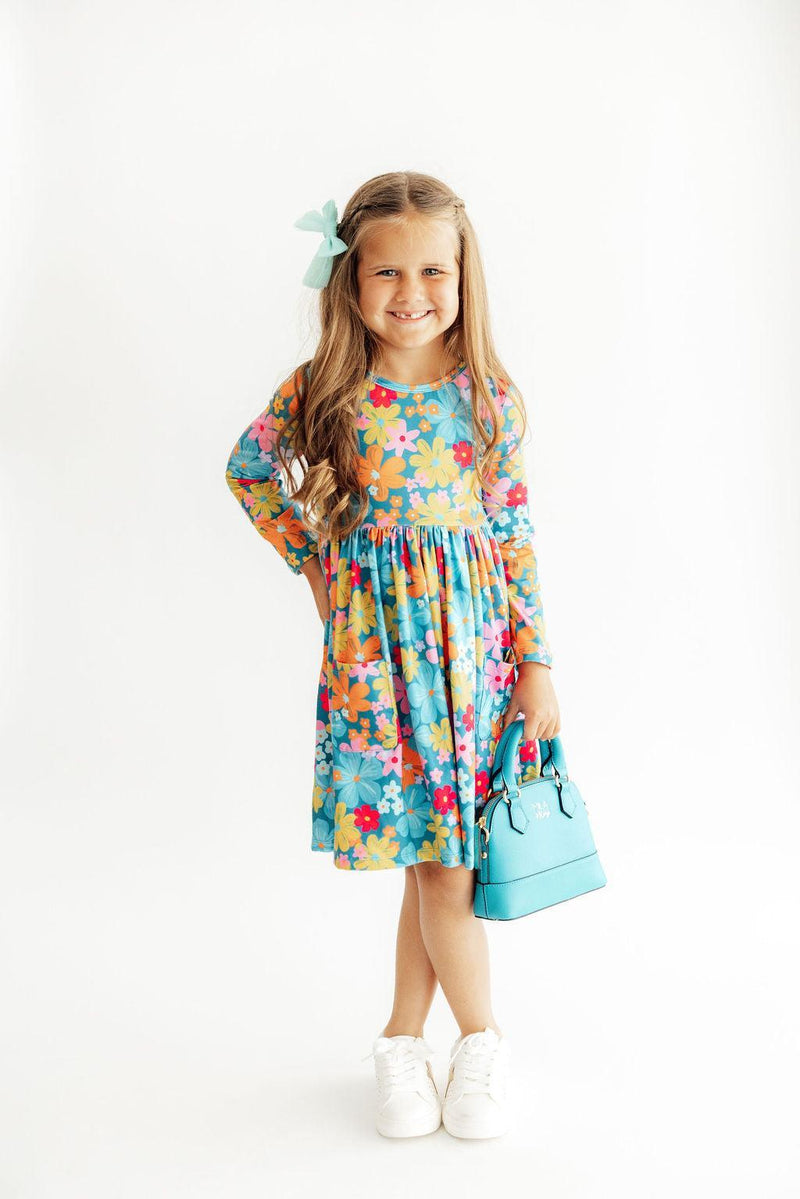 Flower Child L/S Pocket Twirl Dress - 1