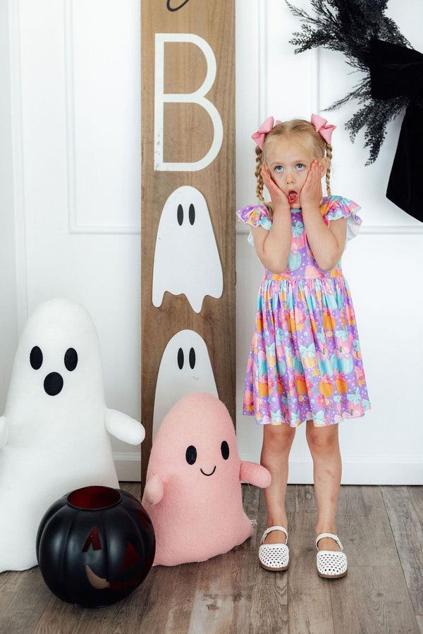 Autumn Sparkle Flutter Sleeve Twirl Dress
