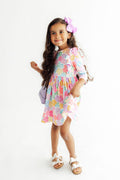 Colorful Carnations 3/4 Sleeve Ruffle Twirl Dress - 6